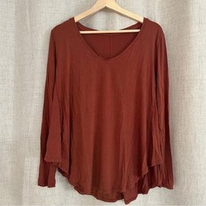 Lululemon Up For Down Time Long Sleeve Top Size 6 In Dark Terracotta